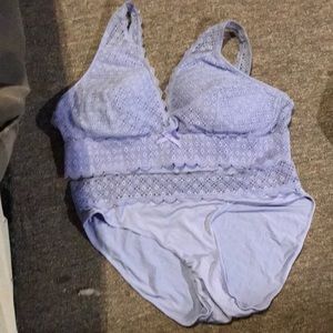 A very beautiful lilac colored lace bra and panty